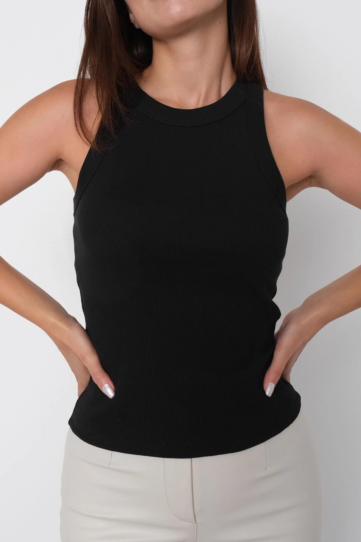 Halter Neck Top With Ribbed - Image 94