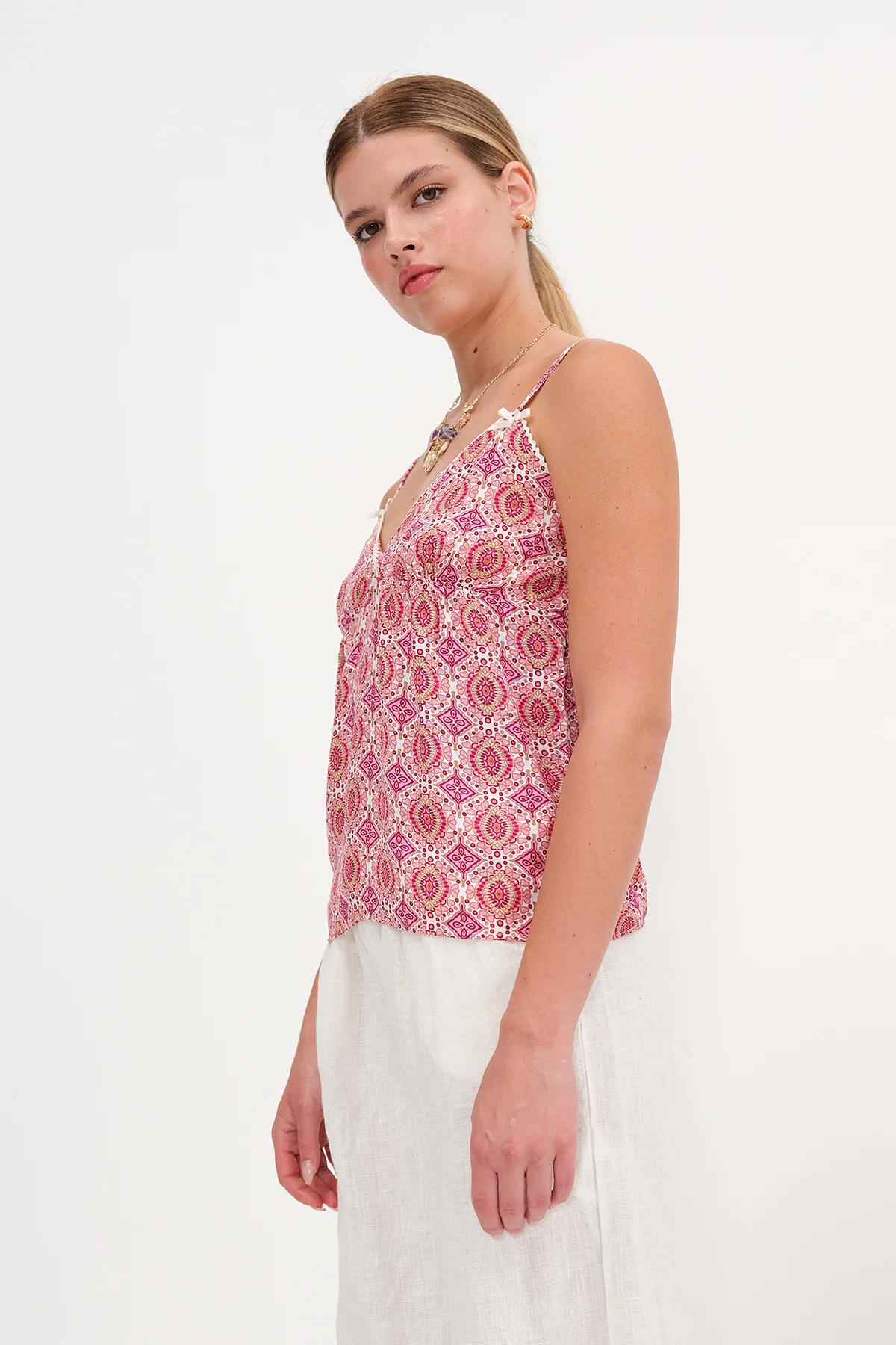 Strappy Patterned Blouse - Image 3