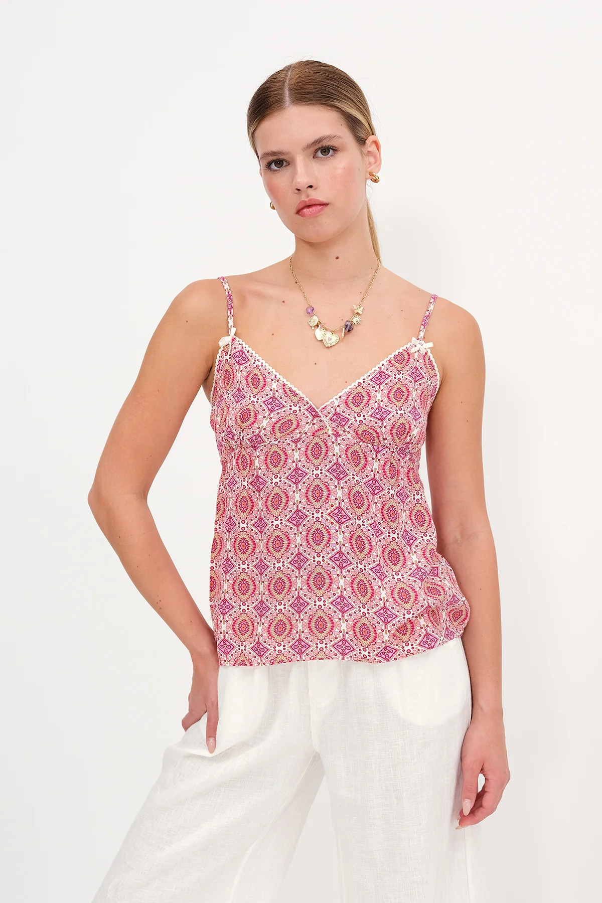 Strappy Patterned Blouse - Image 4