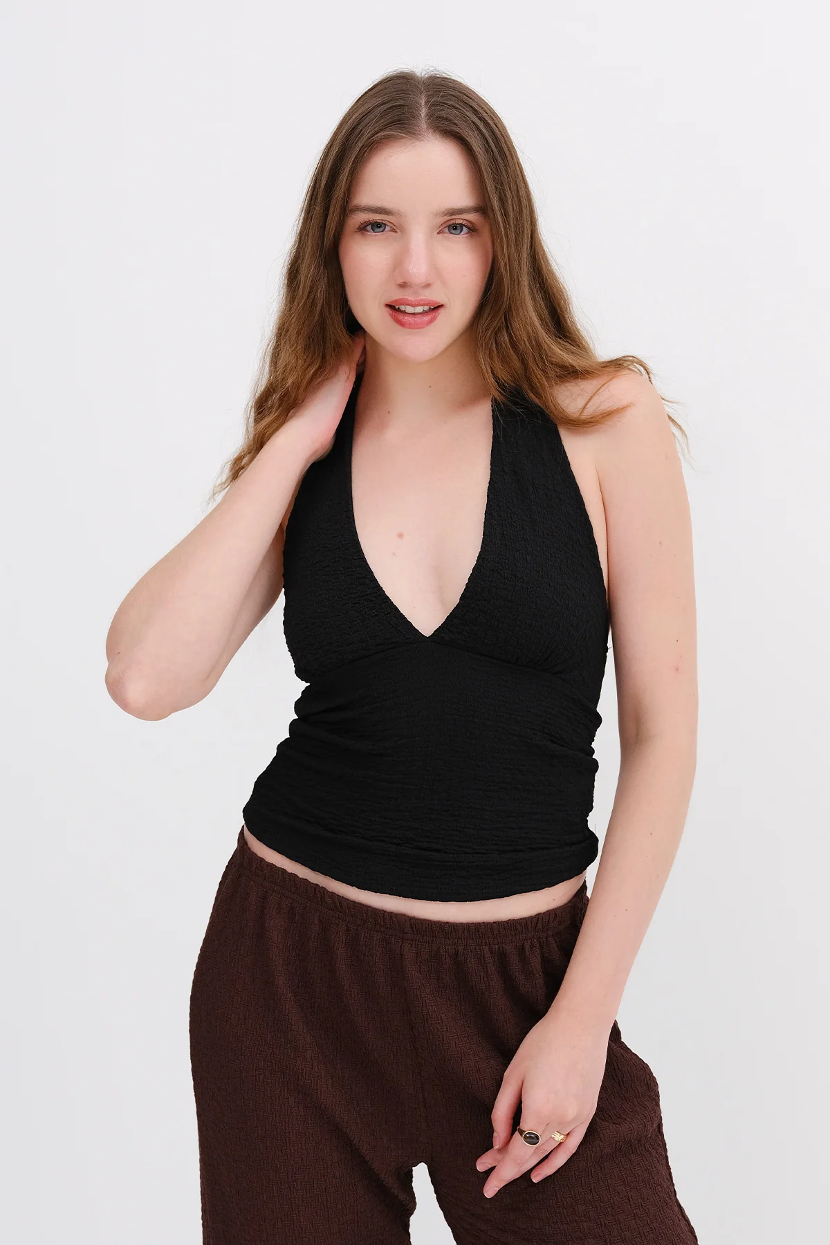 Textured Backless Blouse - Image 18