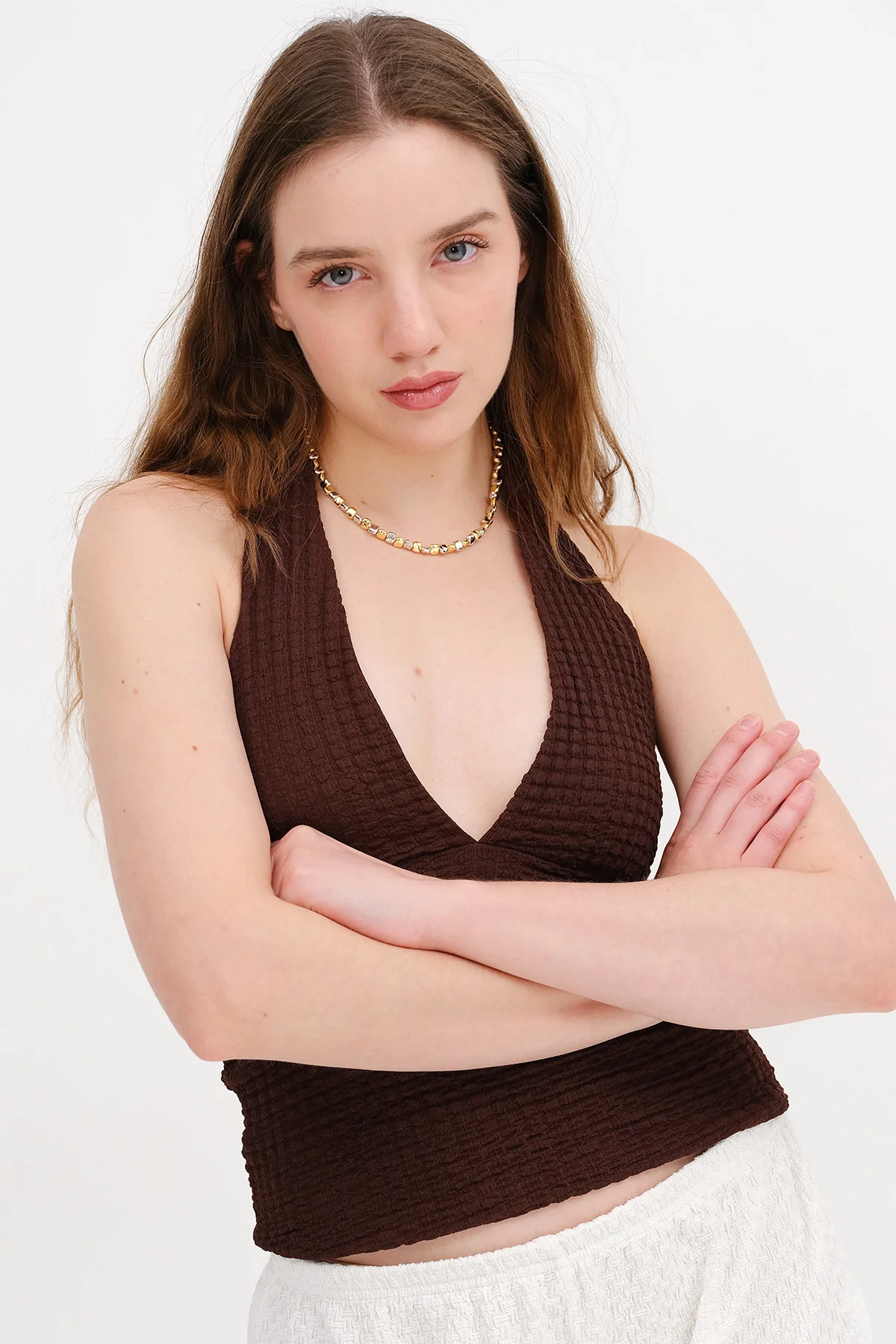 Textured Backless Blouse - Image 4