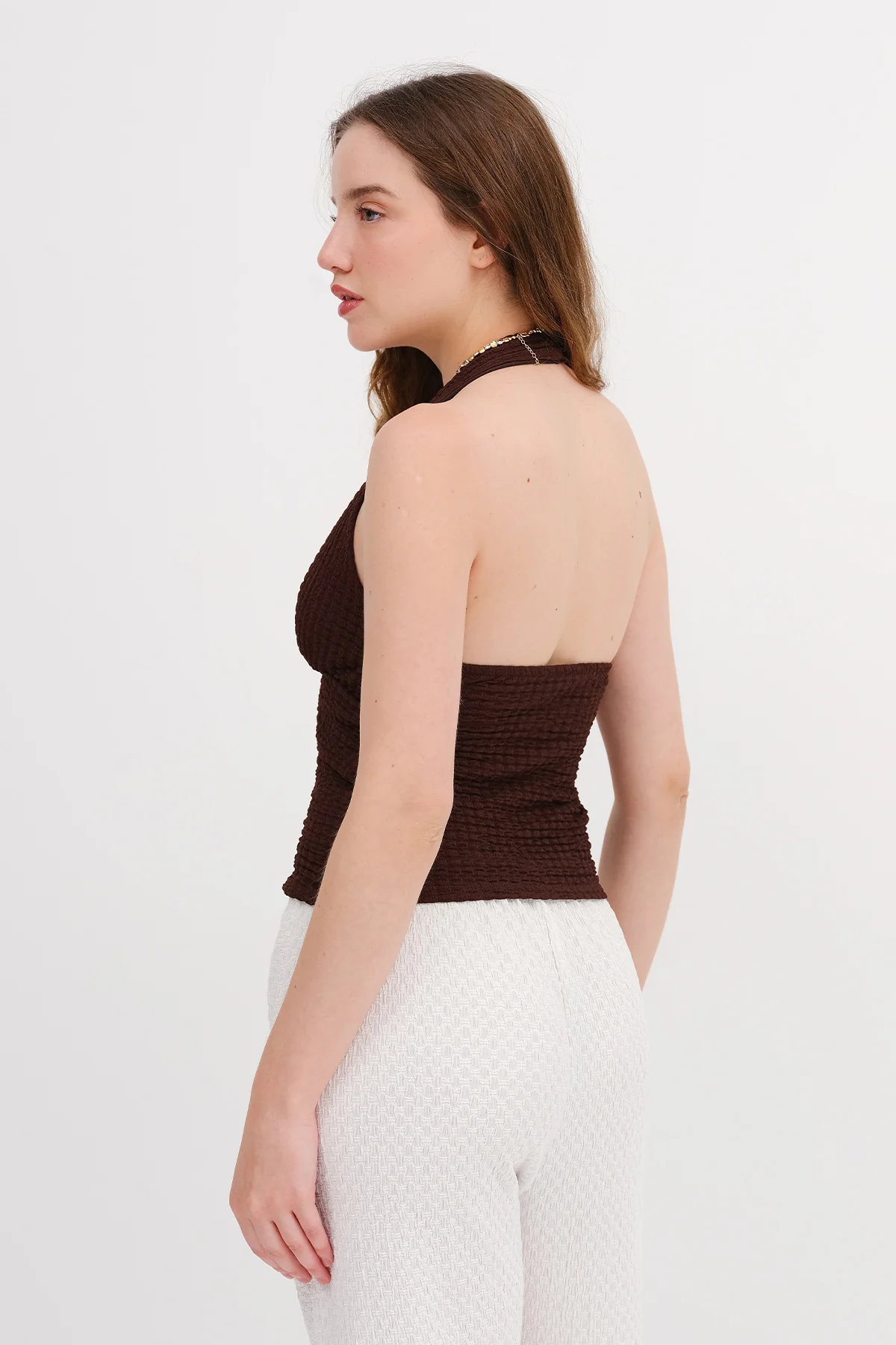 Textured Backless Blouse - Image 5