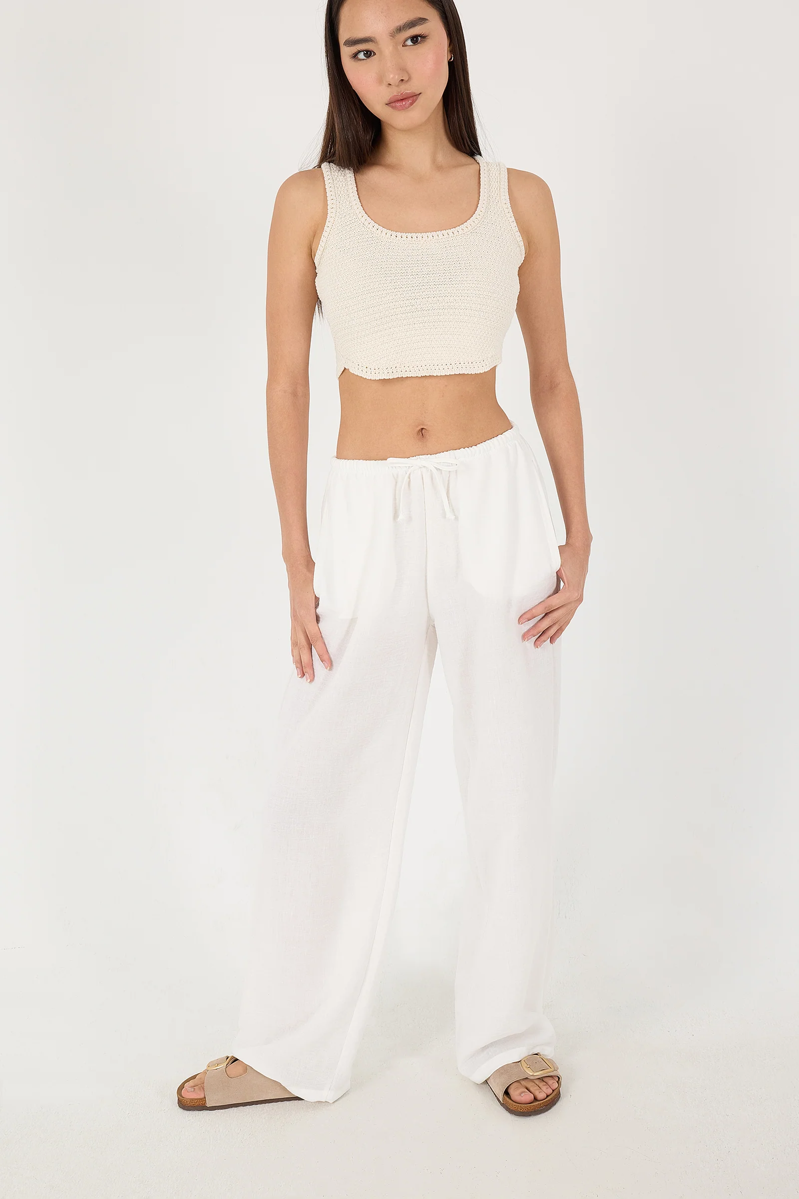 Tied Wide Leg Trousers - Image 12