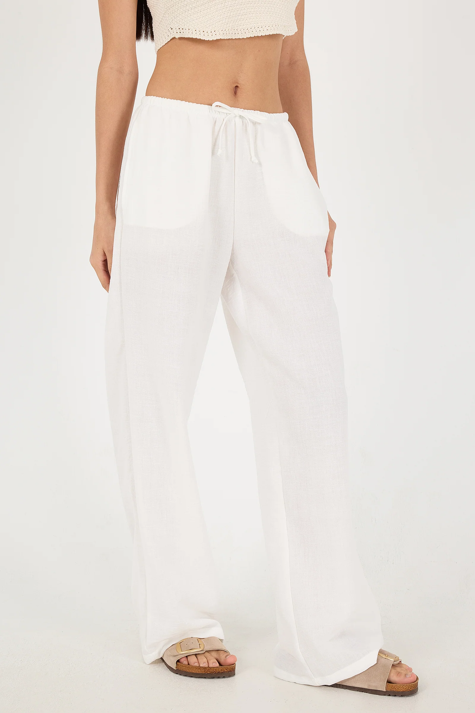 Tied Wide Leg Trousers - Image 13