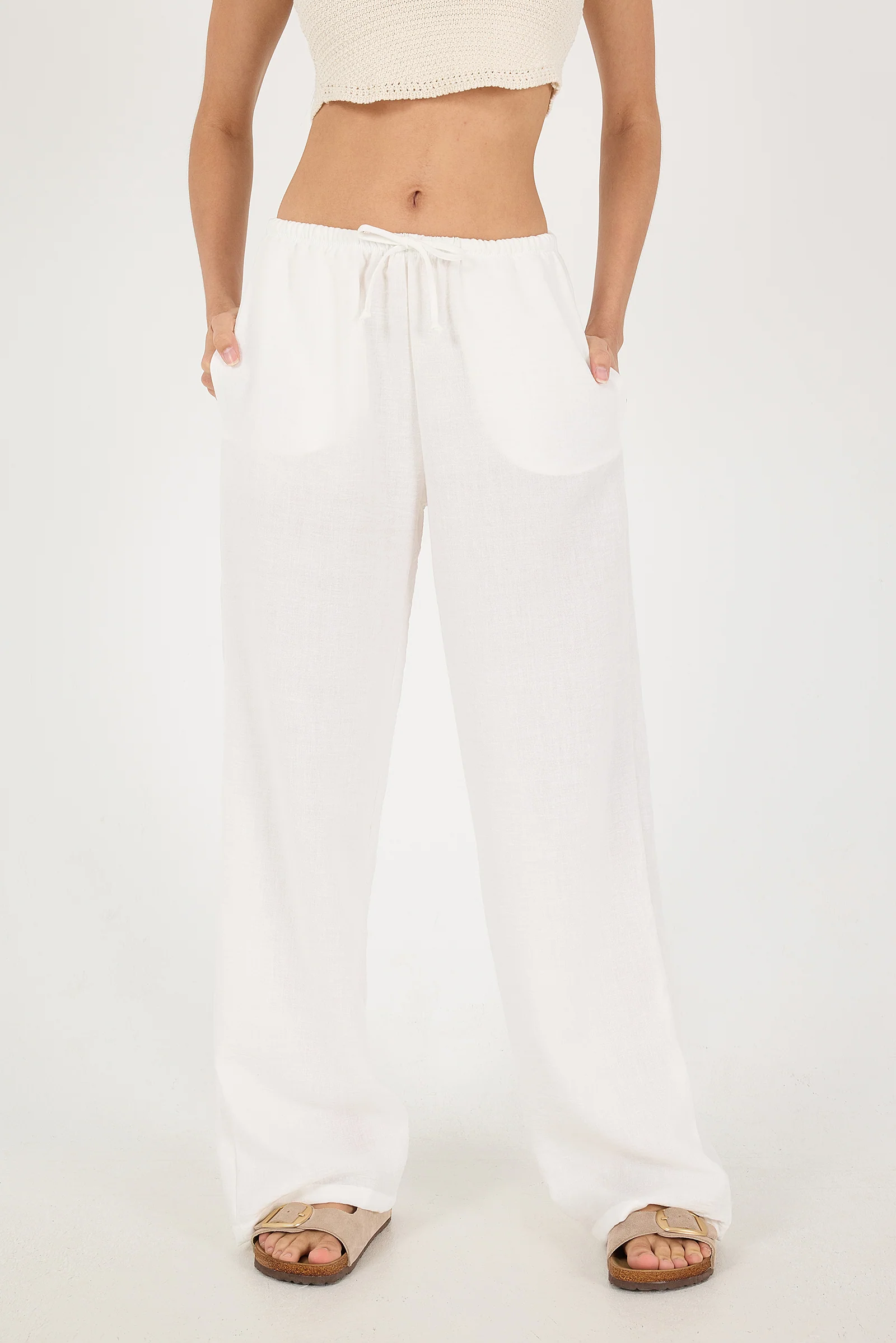 Tied Wide Leg Trousers - Image 15