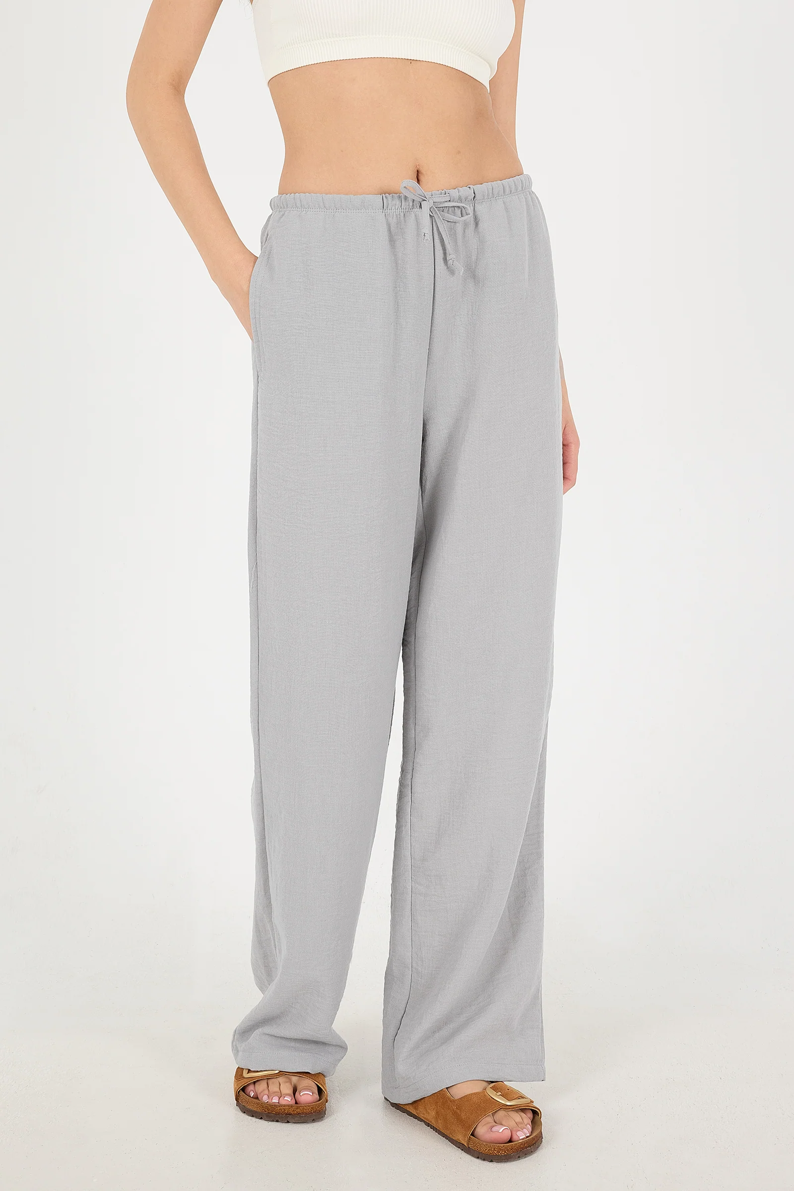Tied Wide Leg Trousers - Image 19