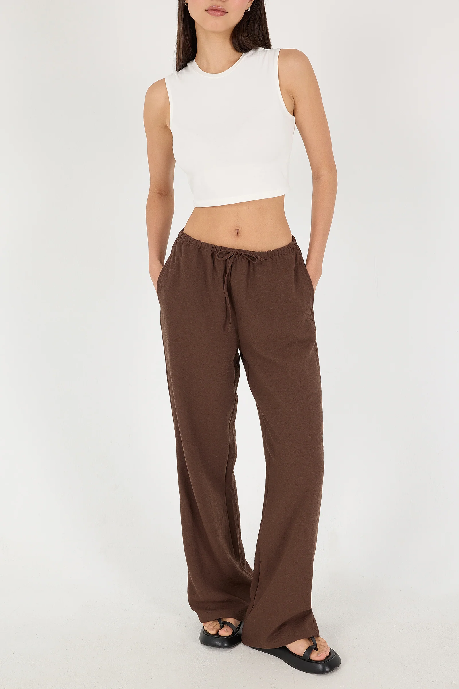 Tied Wide Leg Trousers - Image 24