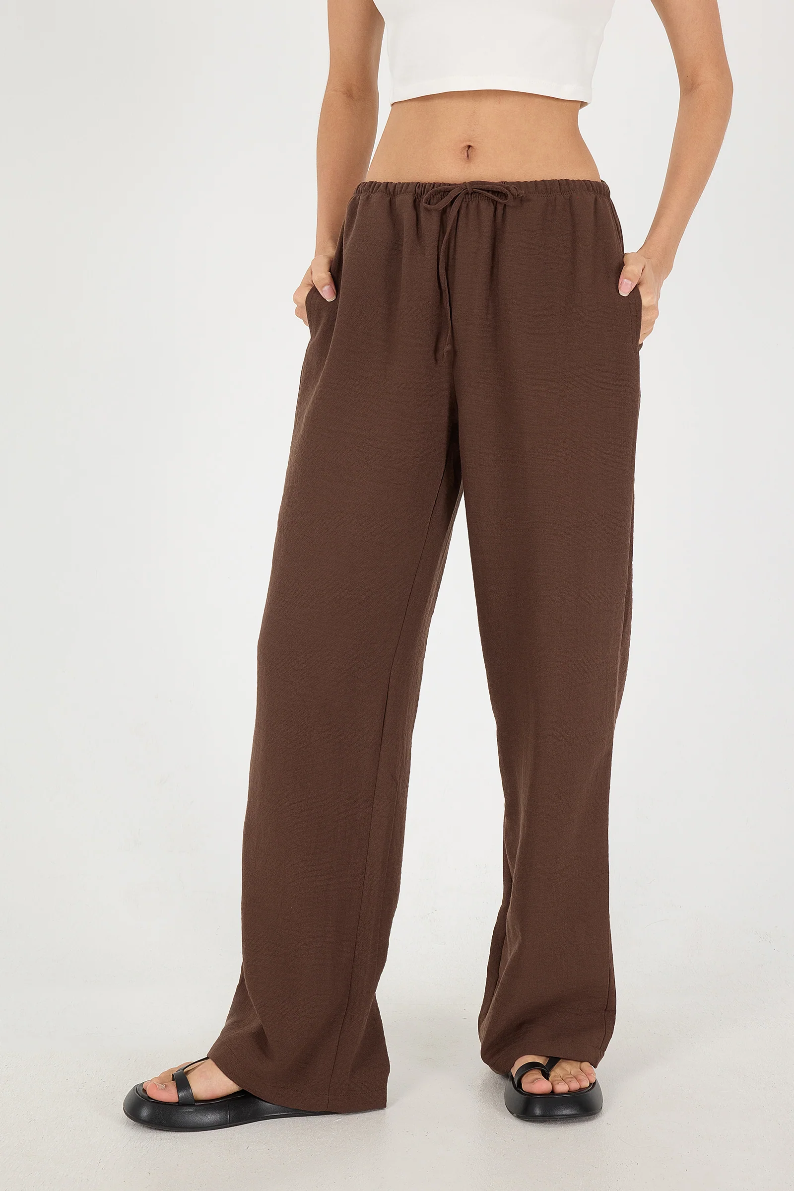 Tied Wide Leg Trousers - Image 25