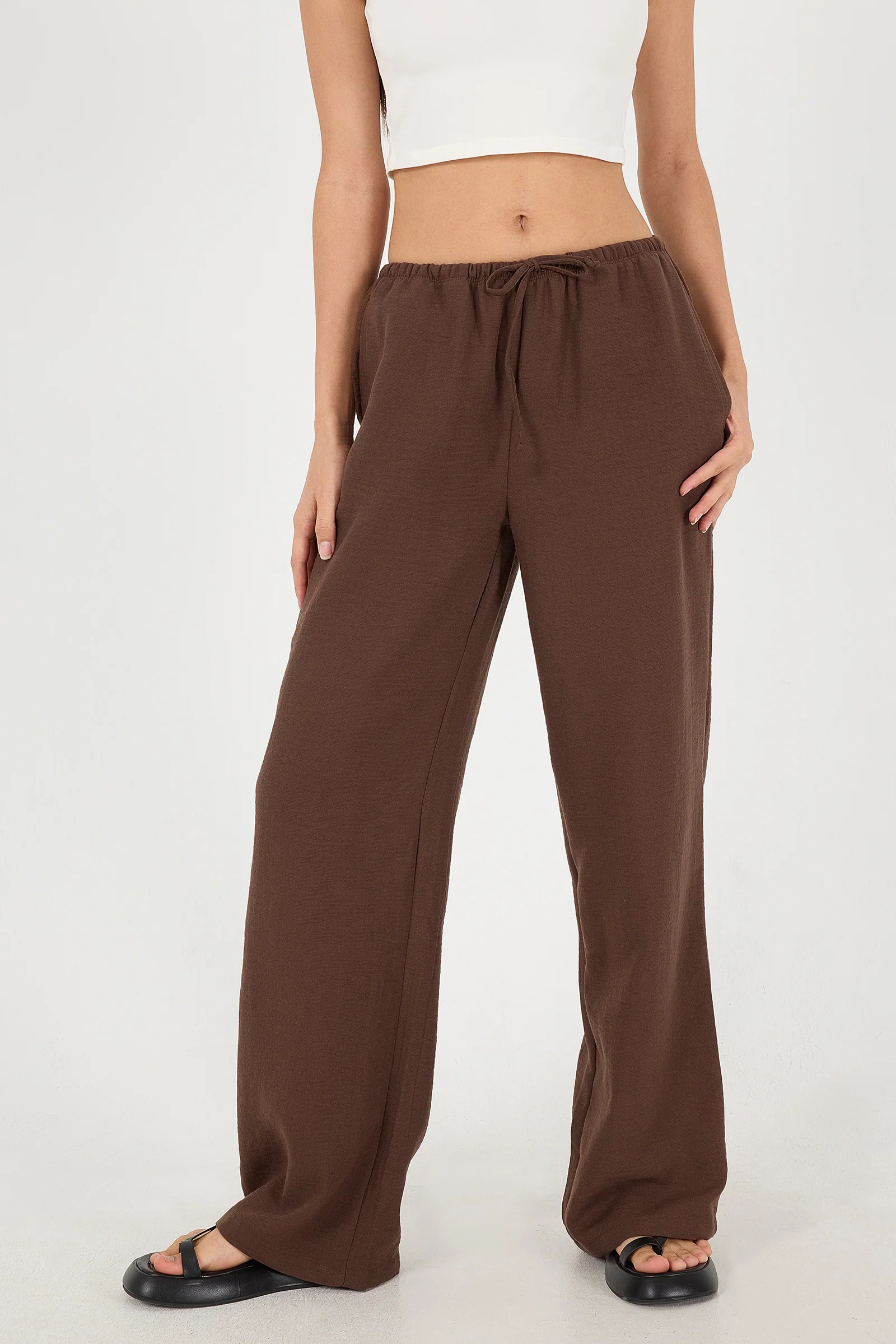 Tied Wide Leg Trousers - Image 29