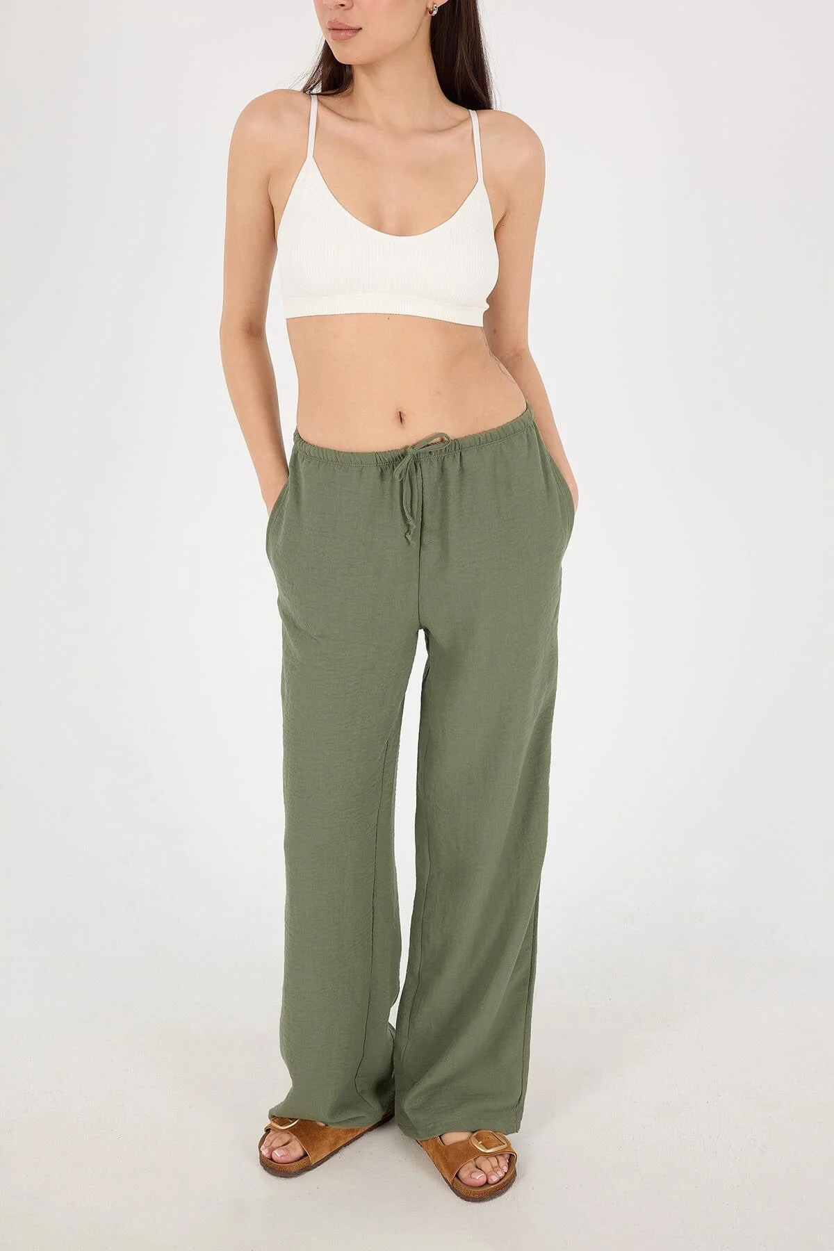 Tied Wide Leg Trousers - Image 30