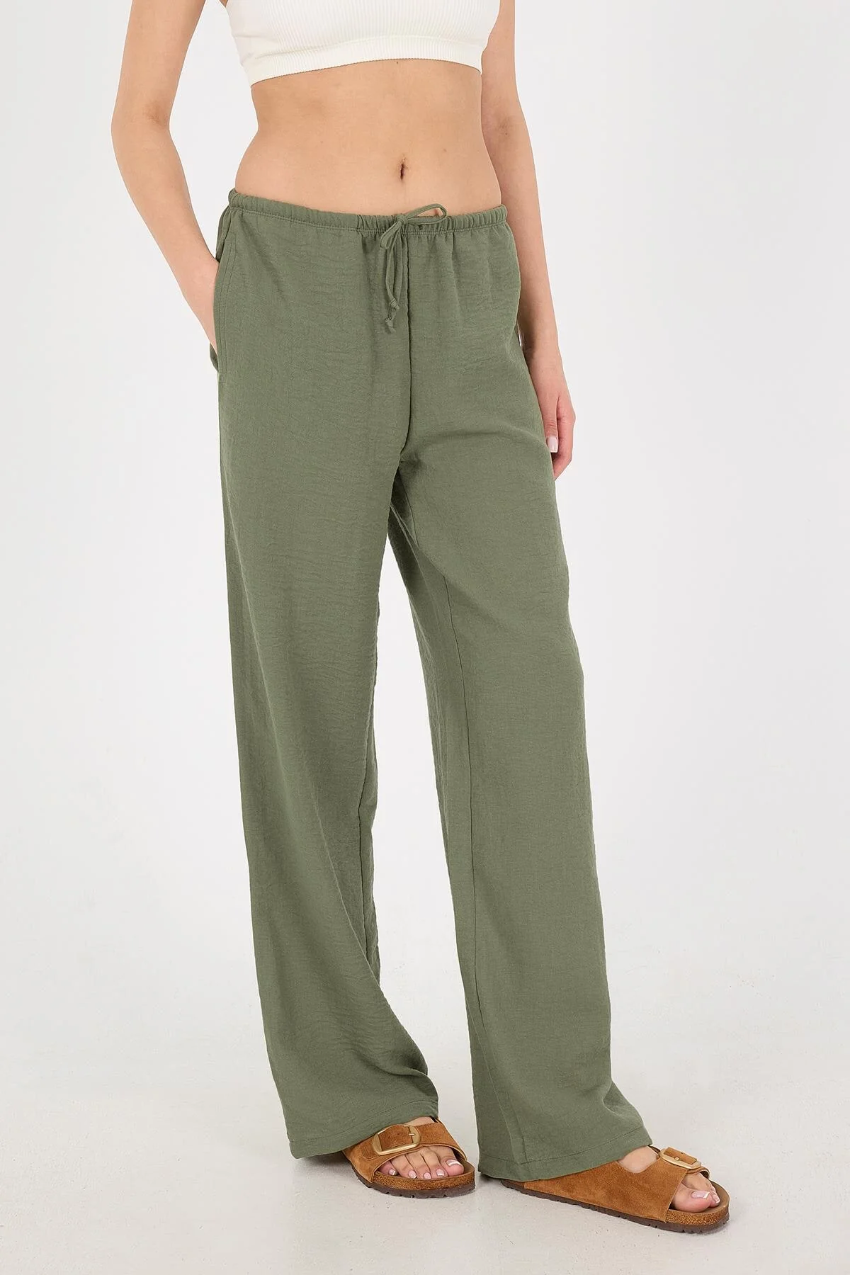 Tied Wide Leg Trousers - Image 31
