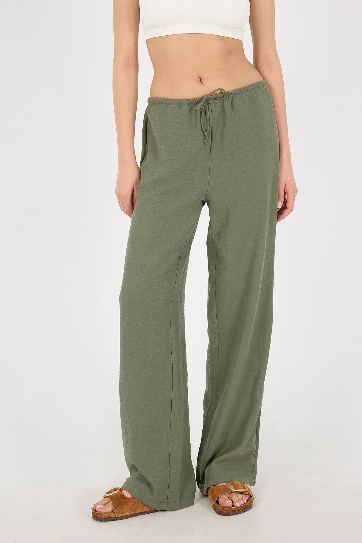 Tied Wide Leg Trousers - Image 33