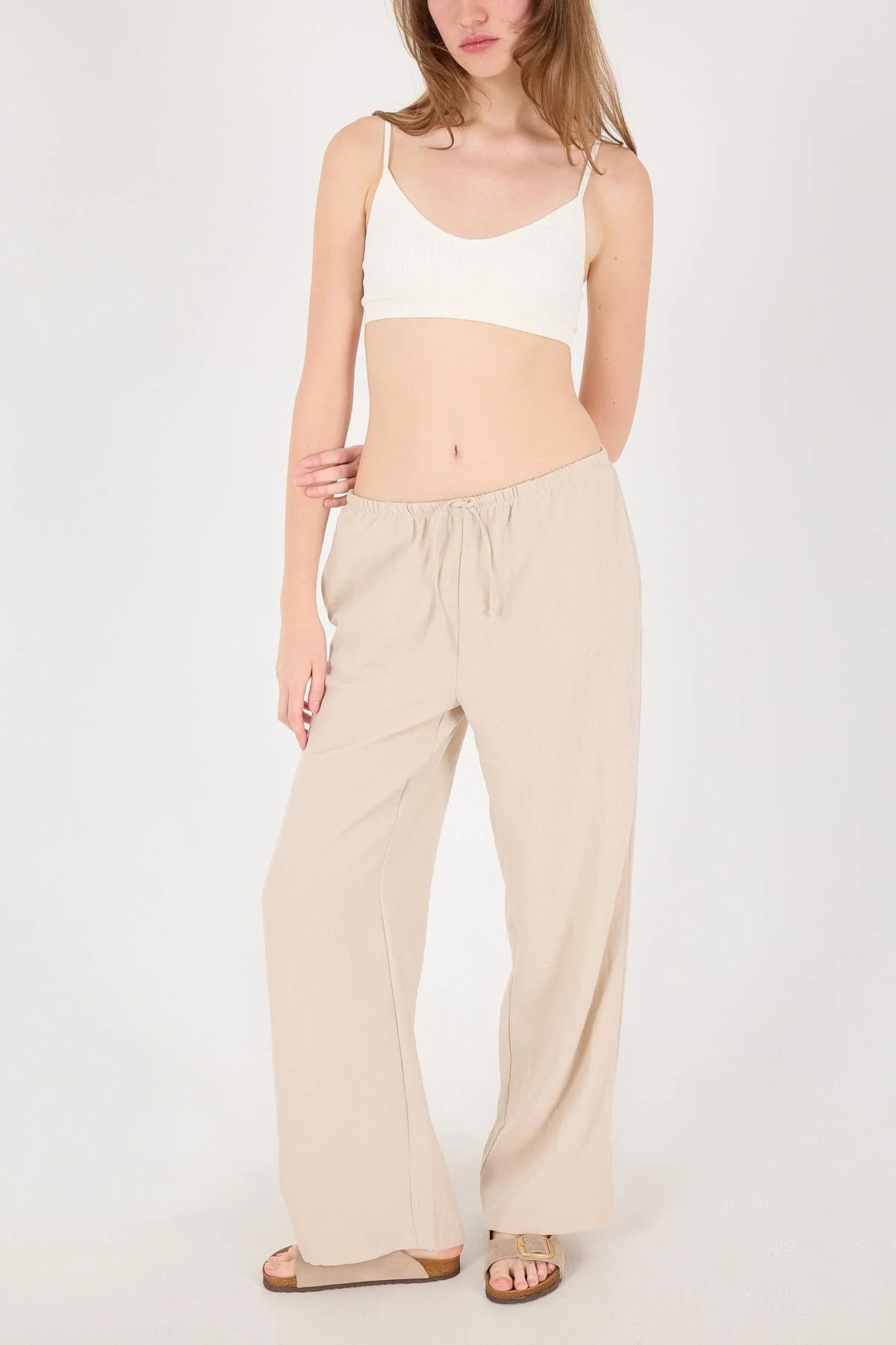 Tied Wide Leg Trousers - Image 35