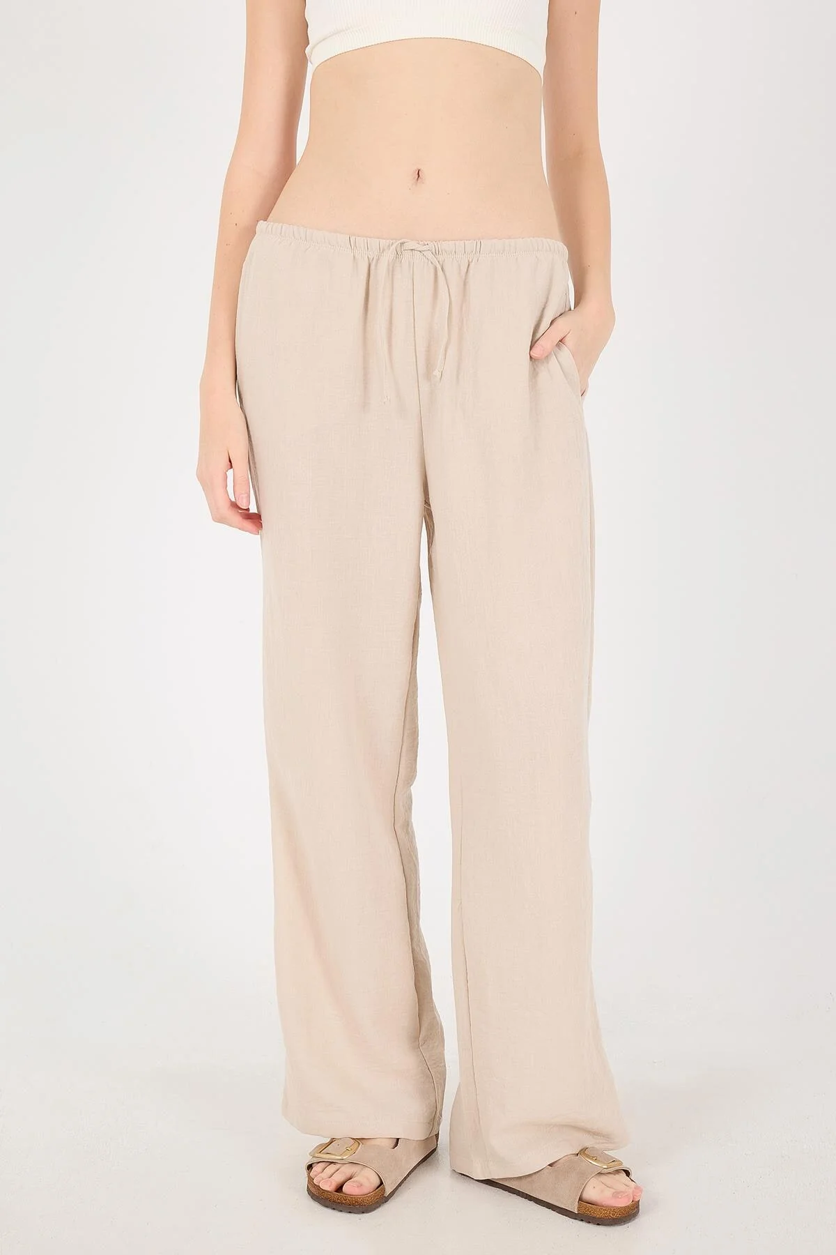 Tied Wide Leg Trousers - Image 36