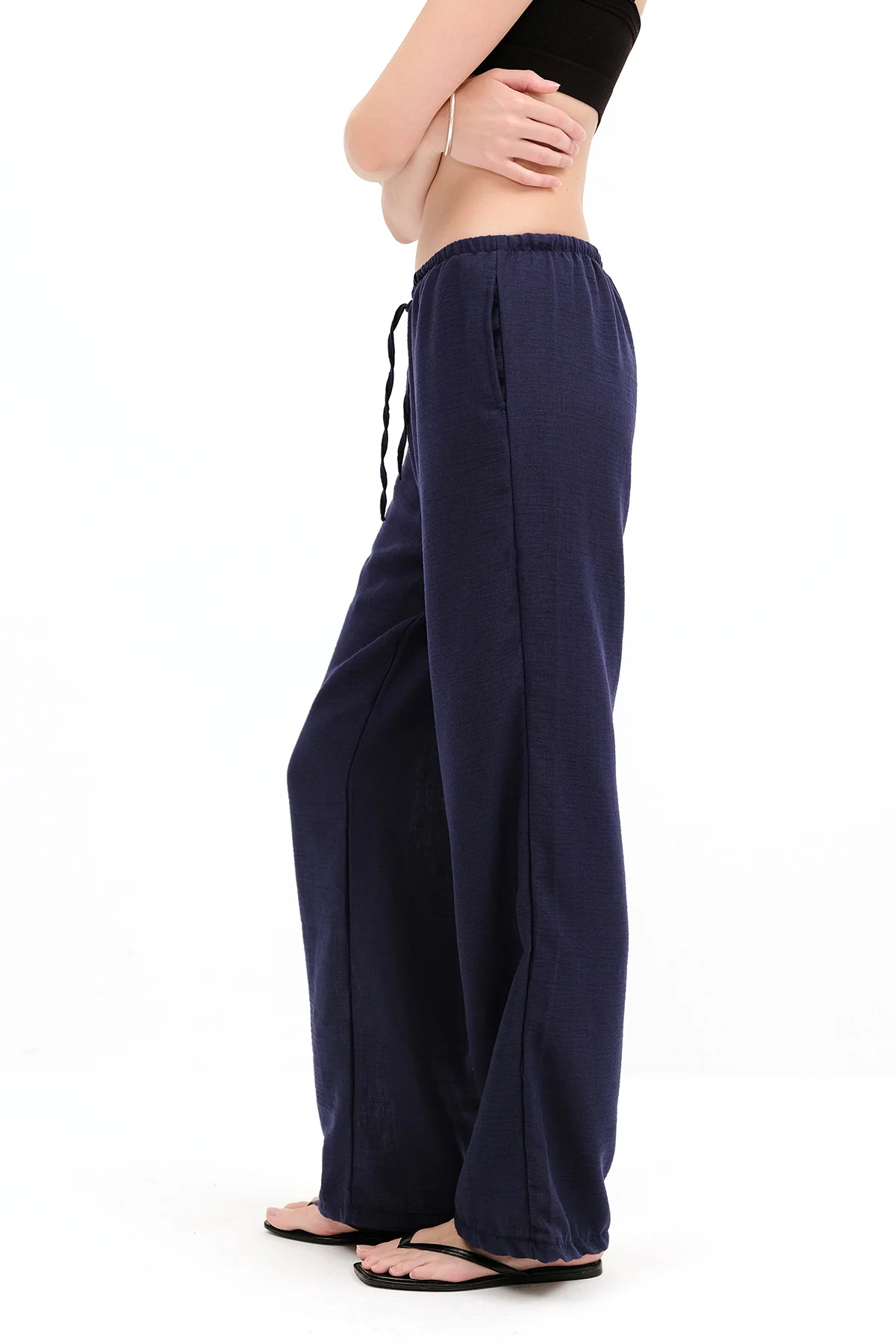 Tied Wide Leg Trousers - Image 4