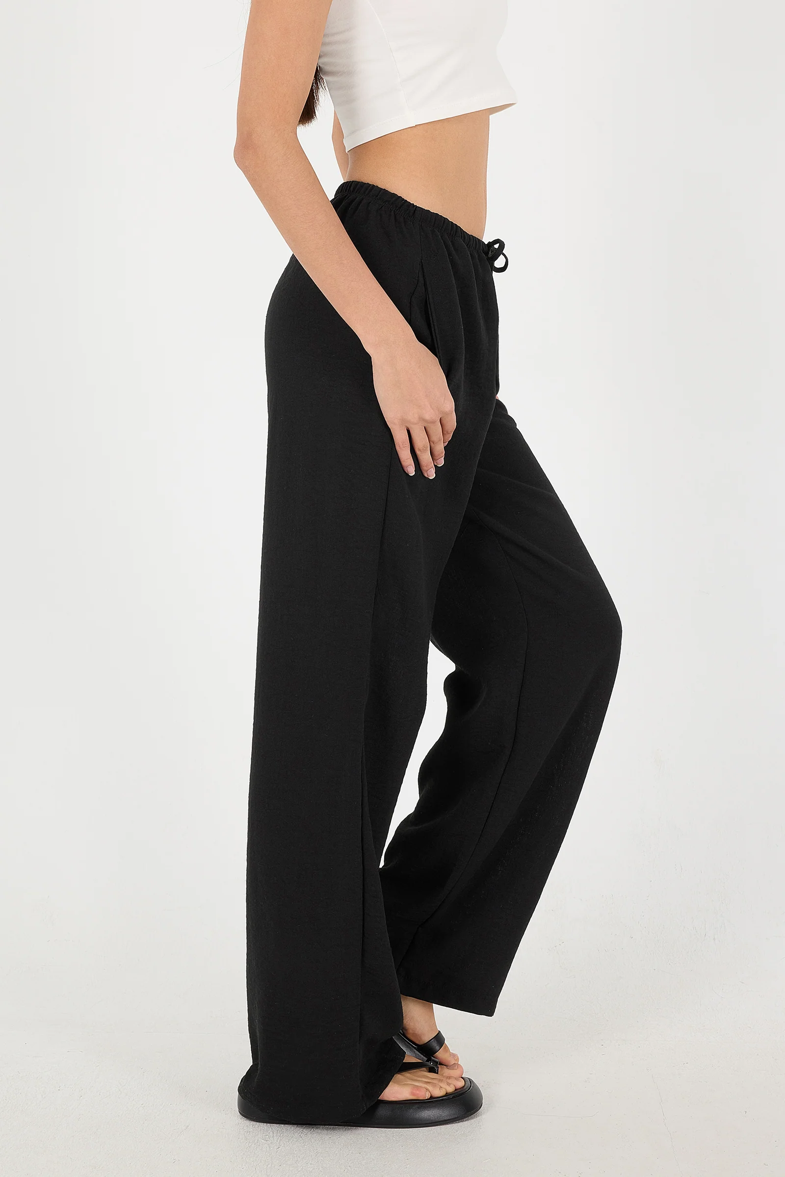 Tied Wide Leg Trousers - Image 43