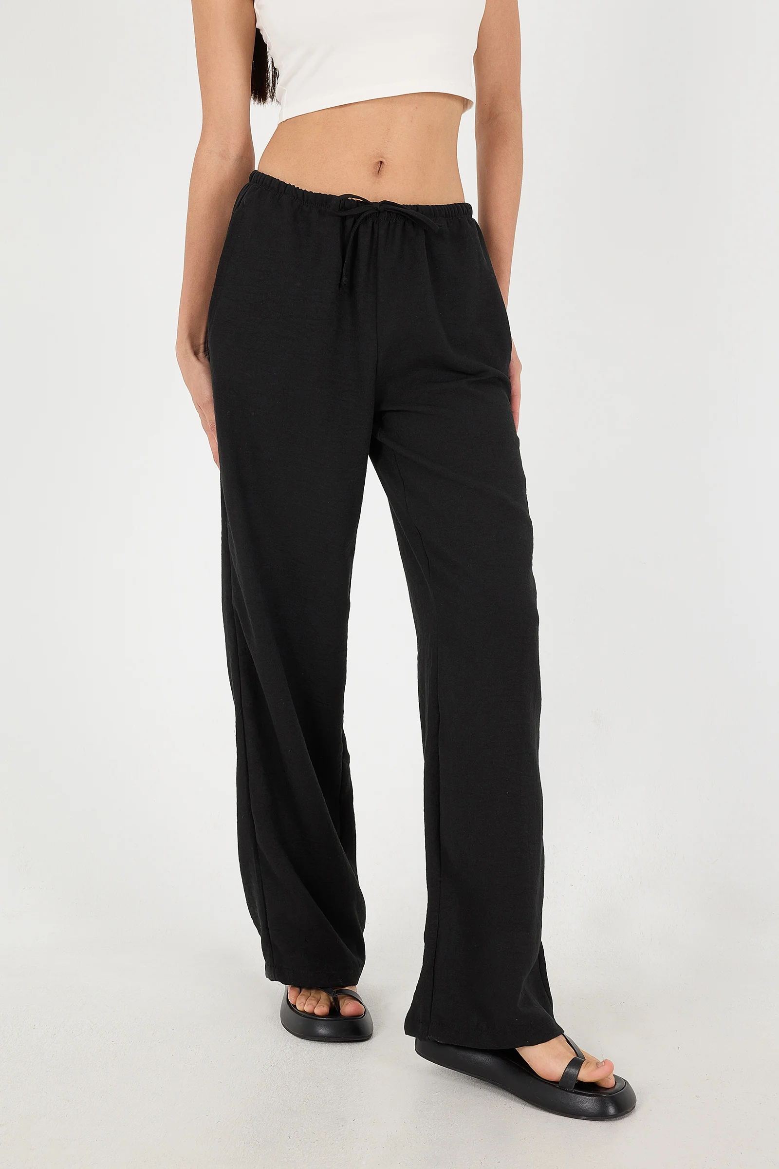 Tied Wide Leg Trousers - Image 45