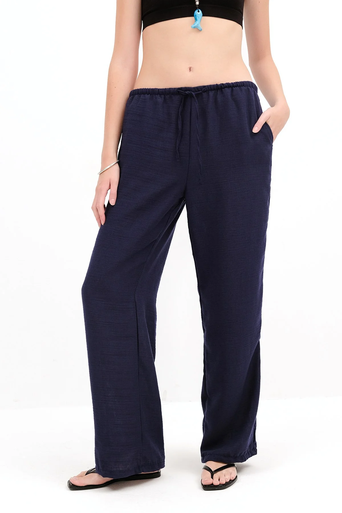 Tied Wide Leg Trousers - Image 5