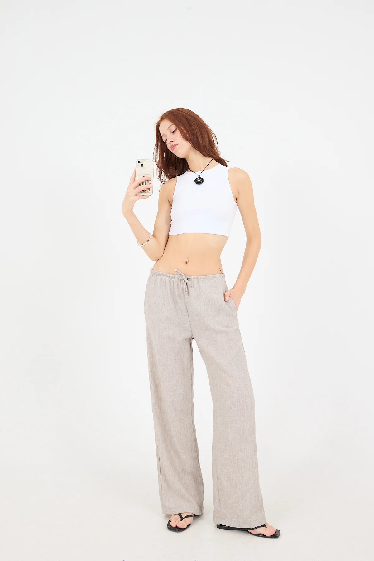 Tied Wide Leg Trousers - Image 7