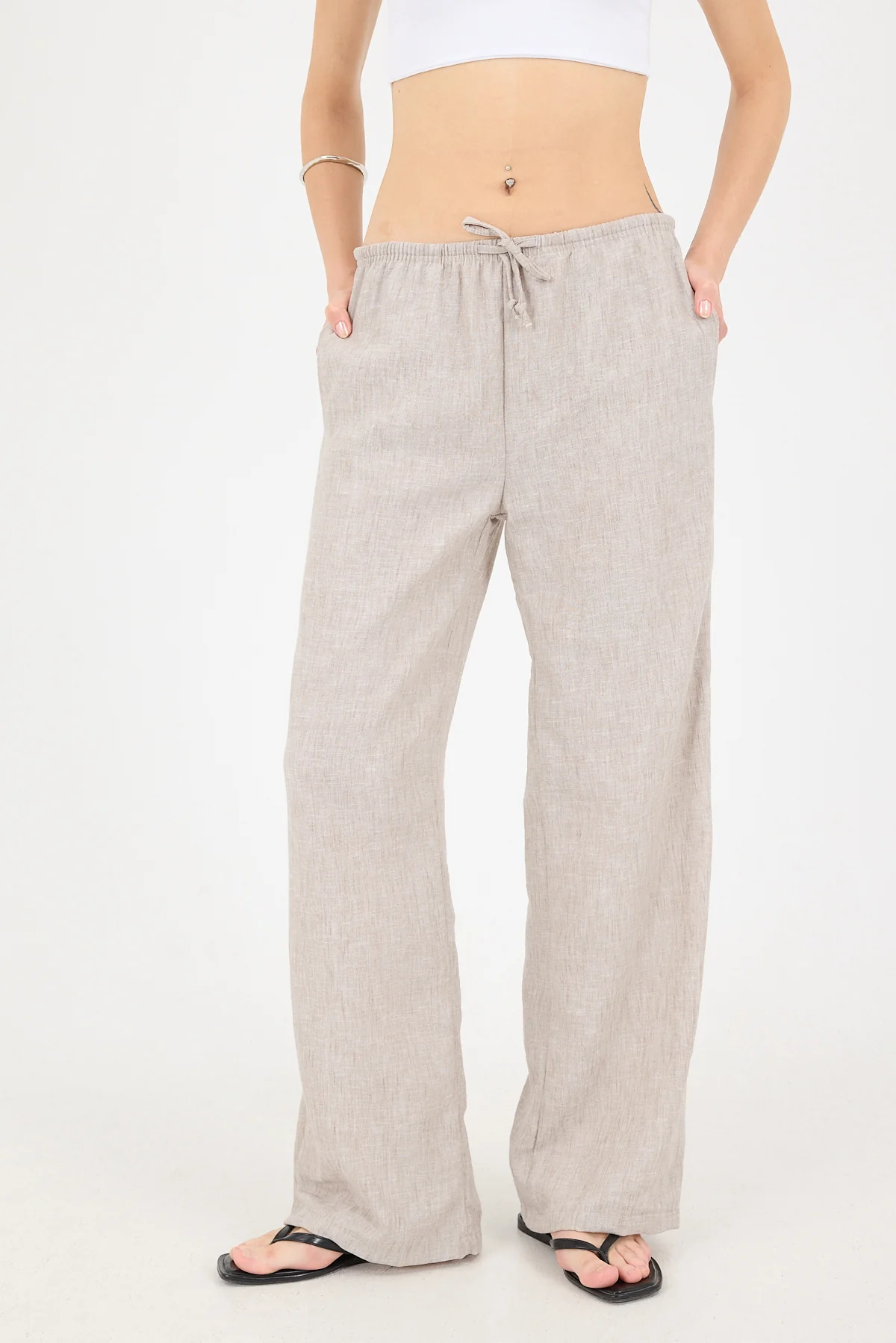 Tied Wide Leg Trousers - Image 8