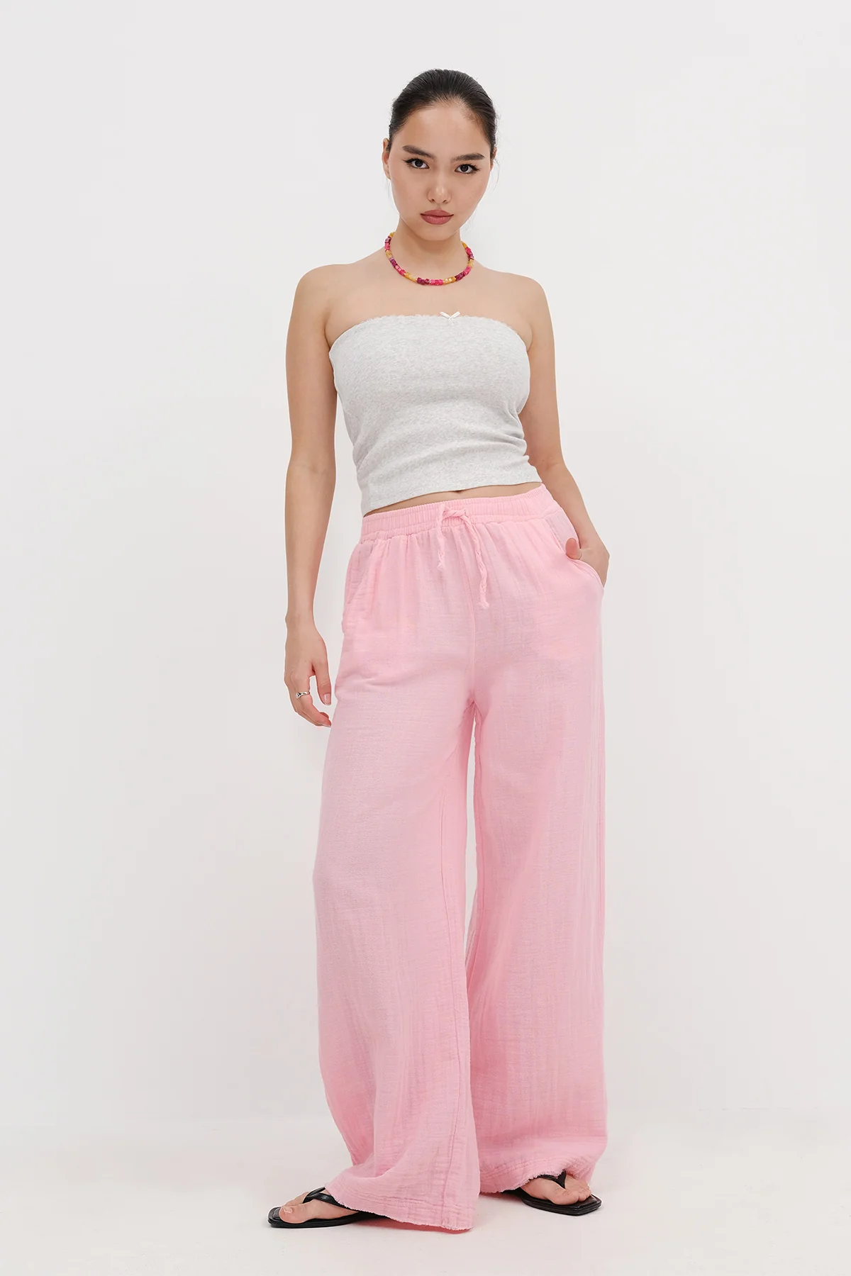 Wide-Leg Trousers With Elastic Waist - Image 12