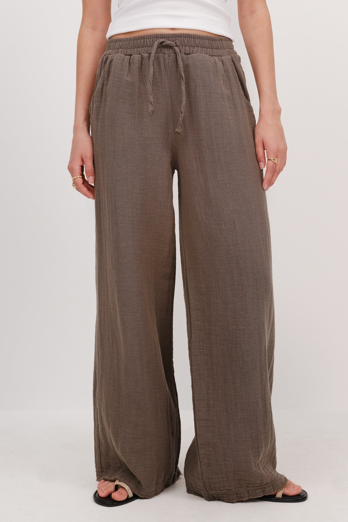 Wide-Leg Trousers With Elastic Waist - Image 8