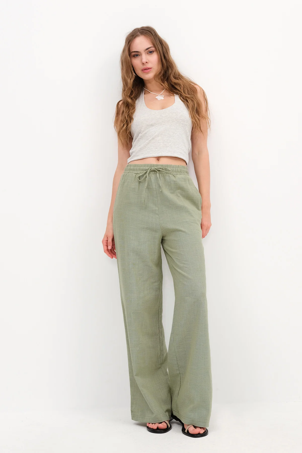 Wide Leg Trousers with Pockets - Image 11
