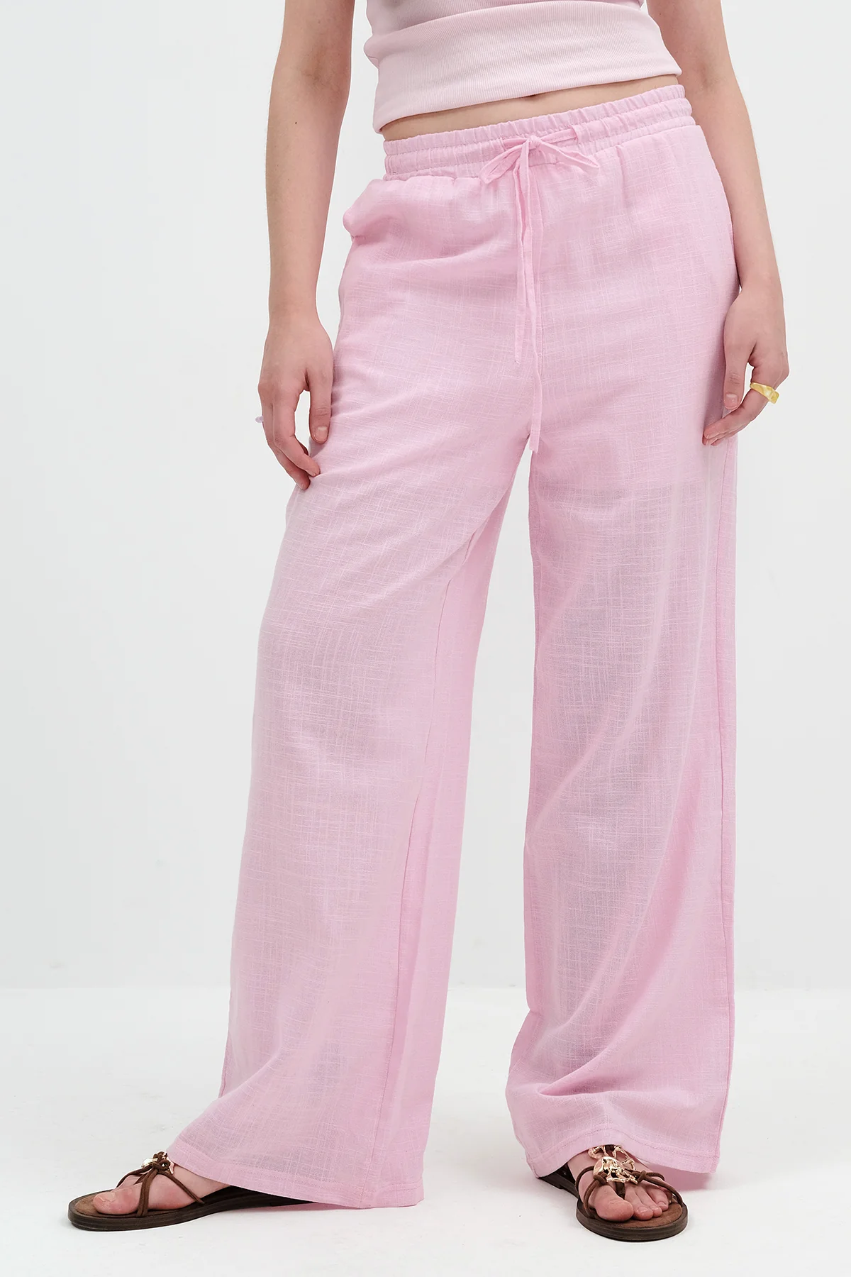 Wide Leg Trousers with Pockets - Image 3