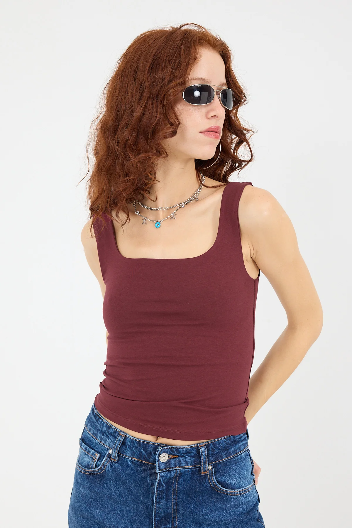 Wide-Strap Square Neck Tank Top - Image 40