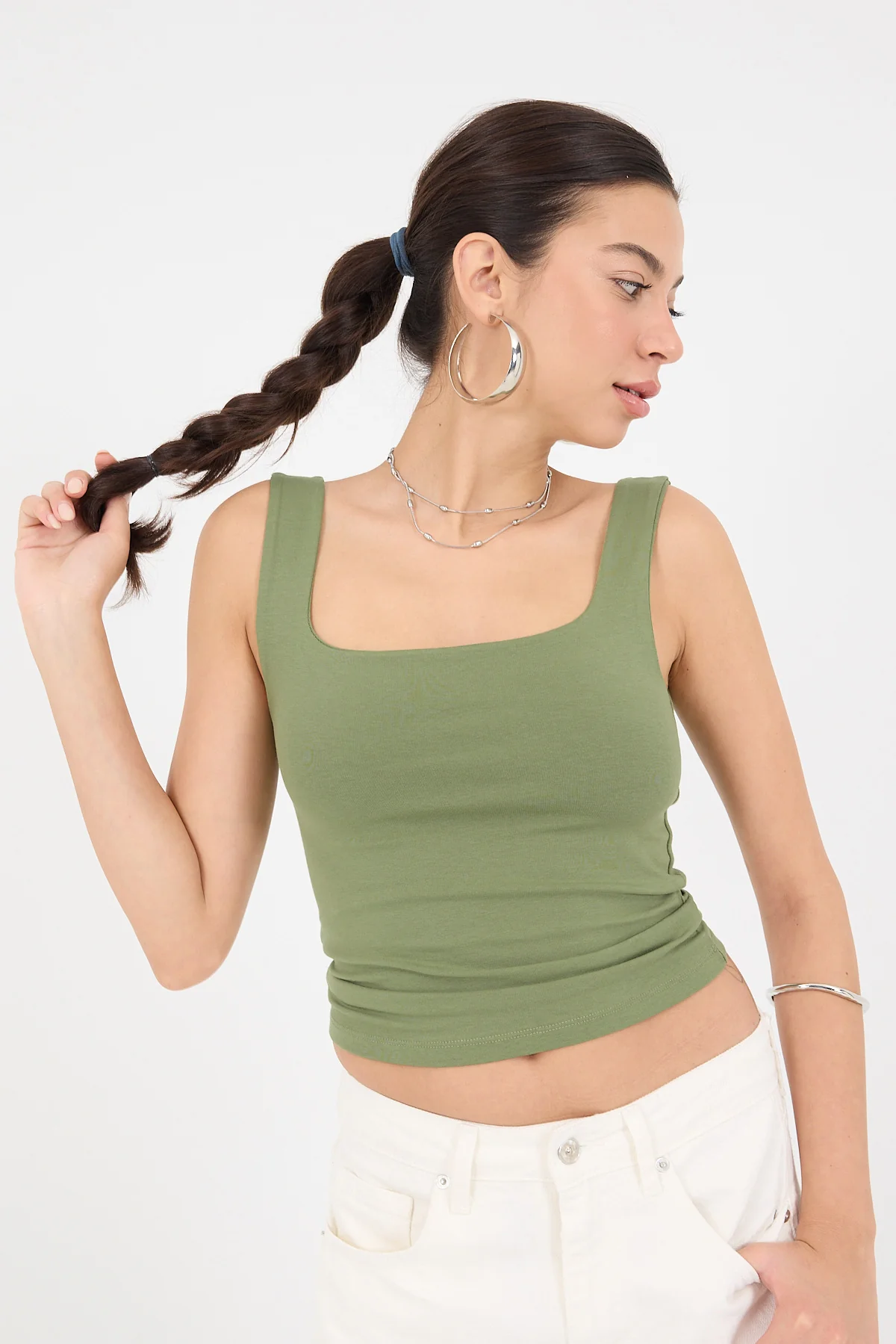 Wide-Strap Square Neck Tank Top - Image 42