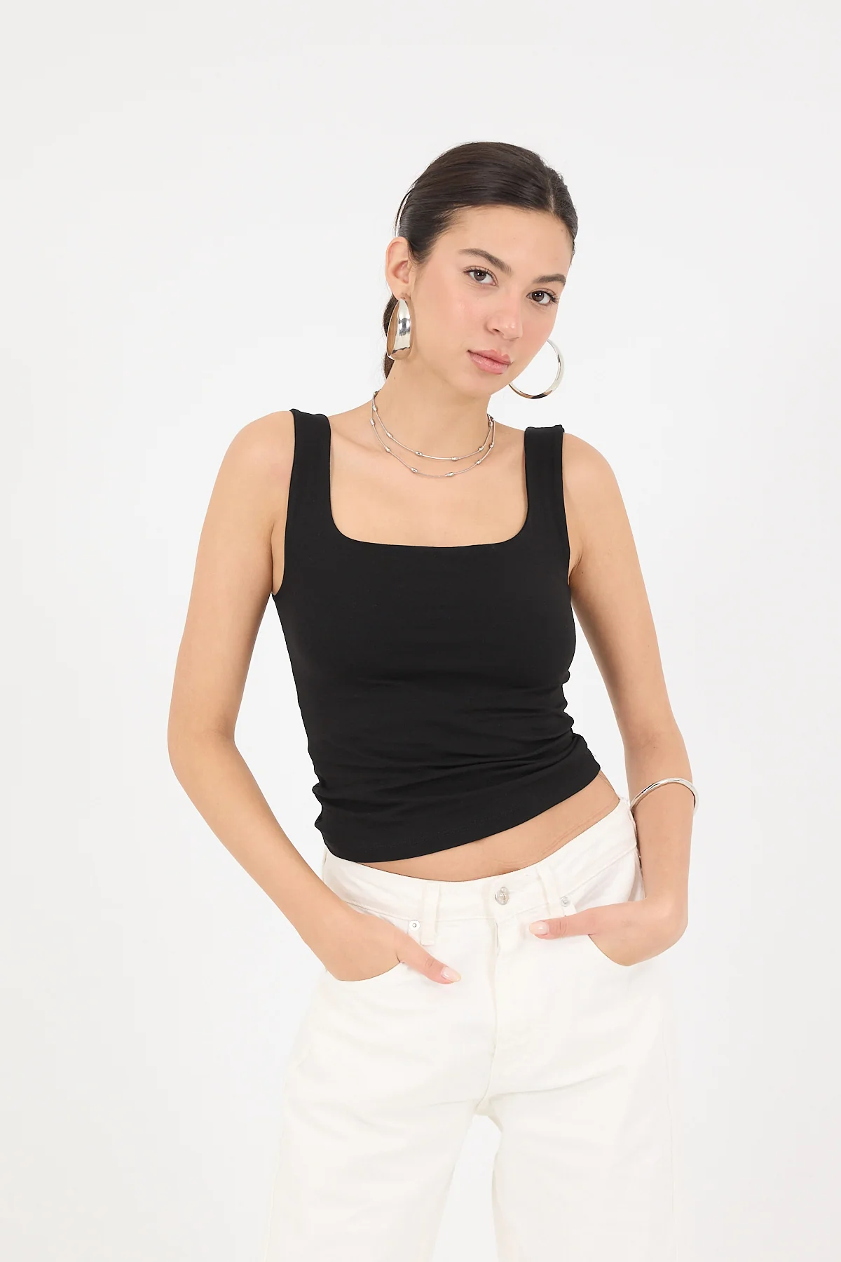 Wide-Strap Square Neck Tank Top - Image 53