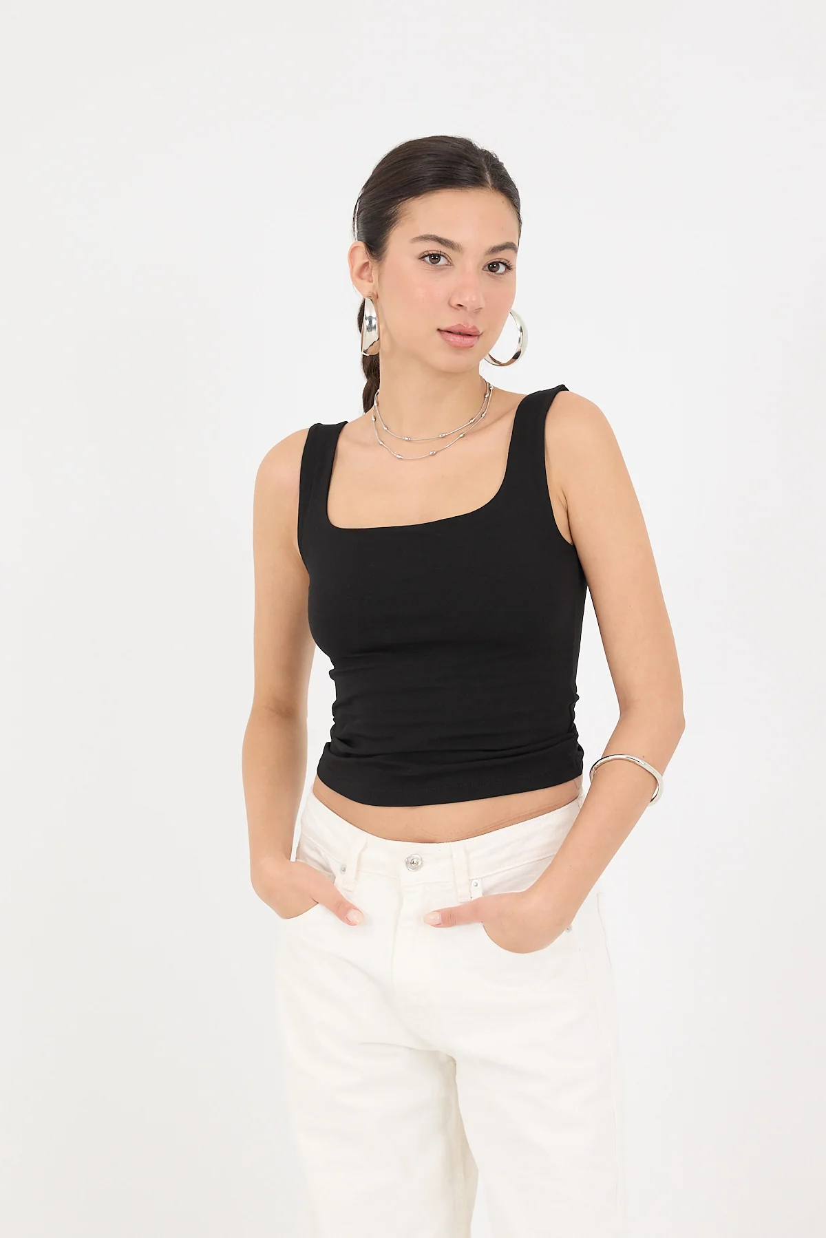 Wide-Strap Square Neck Tank Top - Image 56