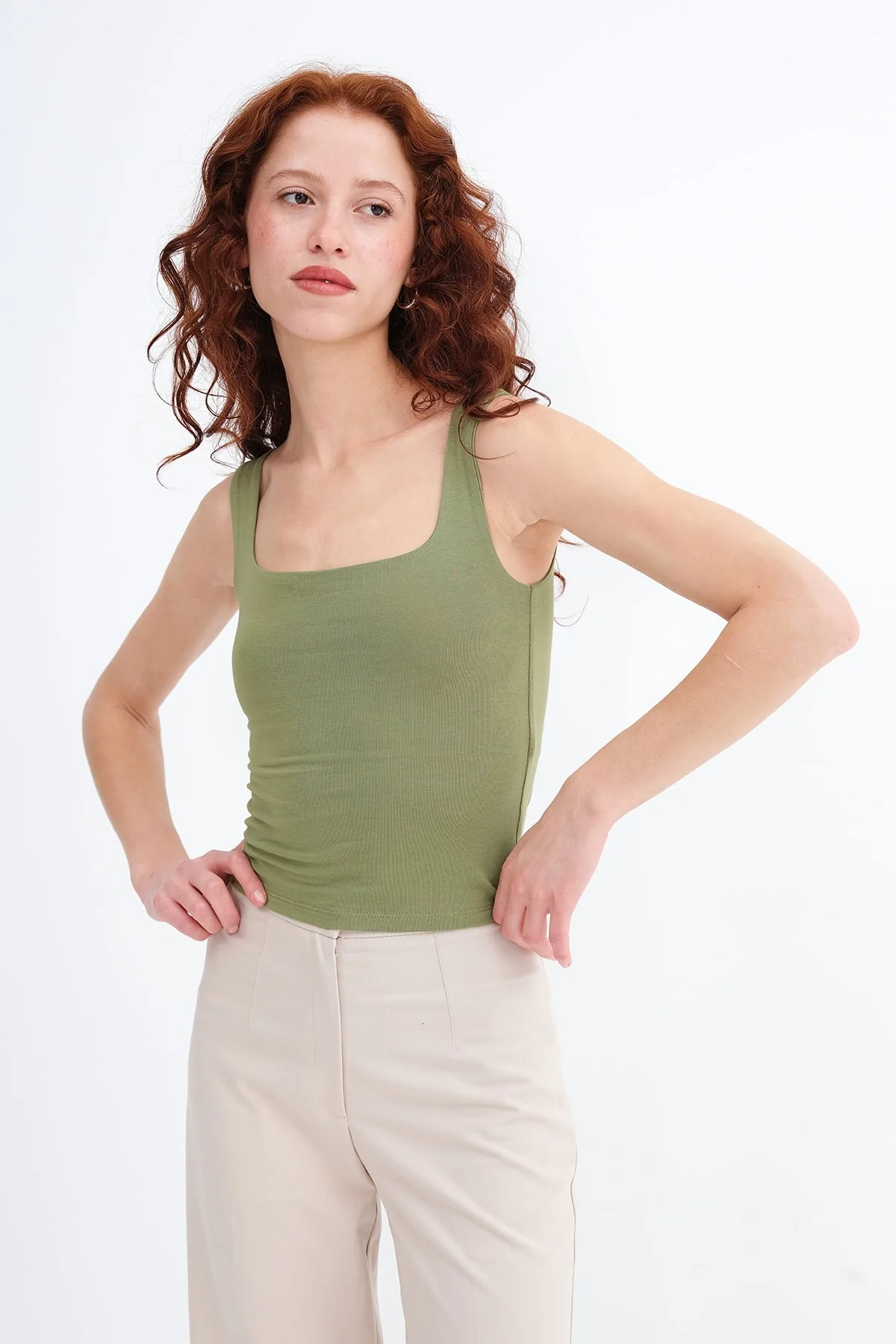 Wide-Strap Square Neck Tank Top - Image 7