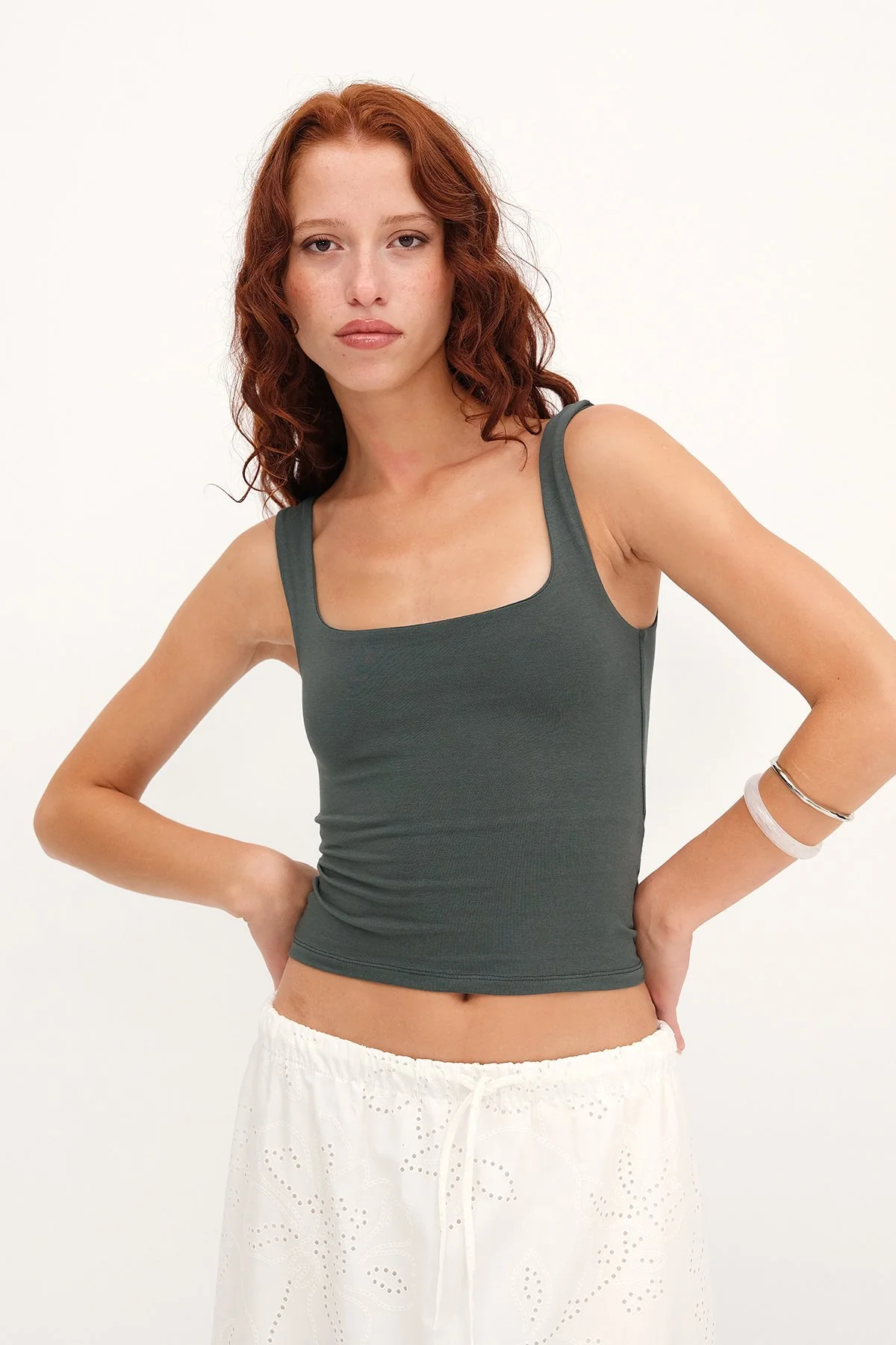 Wide-Strap Square Neck Tank Top - Image 75
